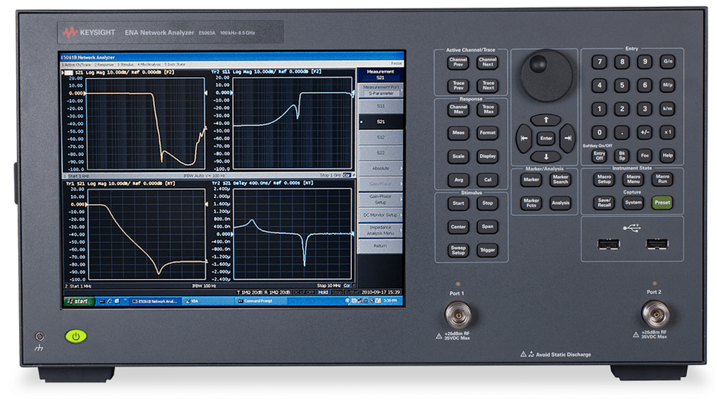 Keysight + Vektor-Netzwerkanalysator Tischgehäuse 0.0001 → 1.5GHz 2-Ports BNC-Buchse