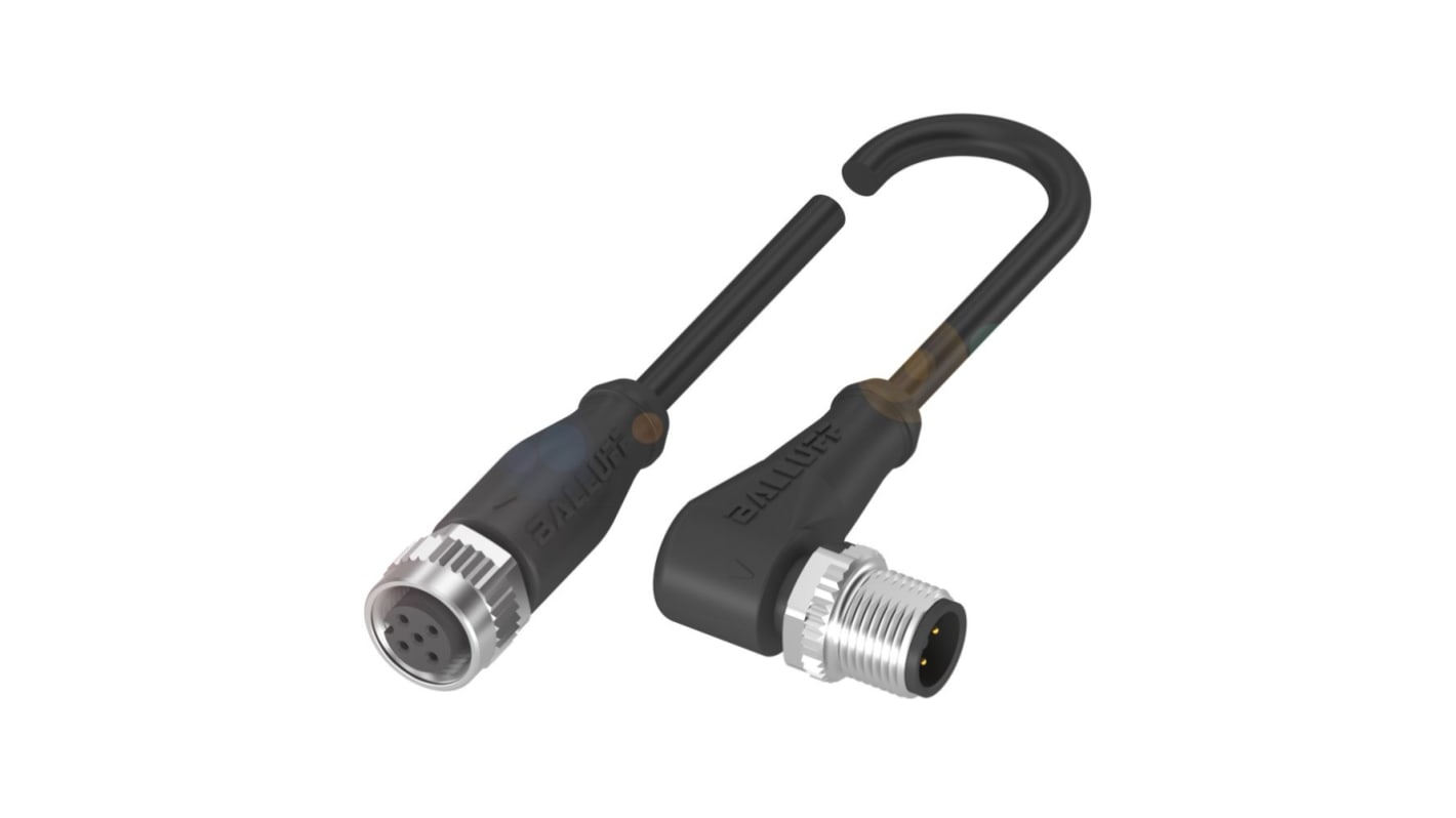 Cable de conexión BALLUFF, con. A M12 Hembra, con. B M12 Macho, cod.: A, long. 3m, IP67, IP68, IP69K