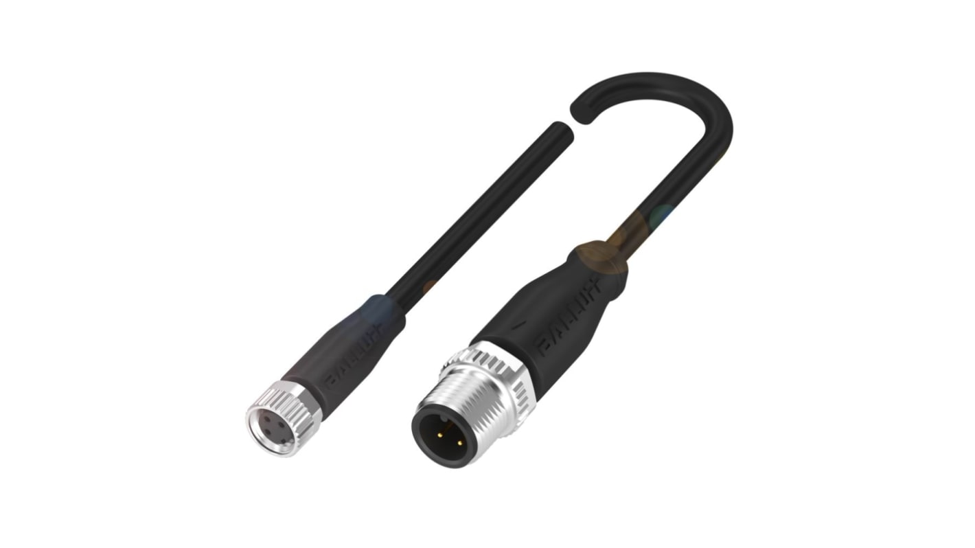 BALLUFF Straight Female M8 to Straight Male M12 Sensor Actuator Cable, 300mm