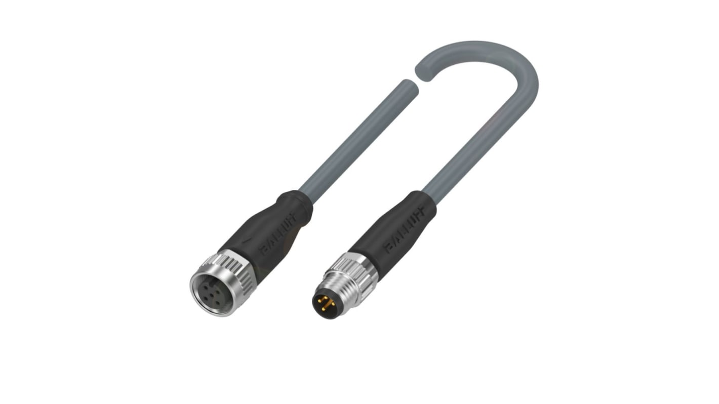 Cable de conexión BALLUFF, con. A M12 Hembra, con. B M8 Macho, cod.: A, long. 3m, IP67, IP68, IP69K