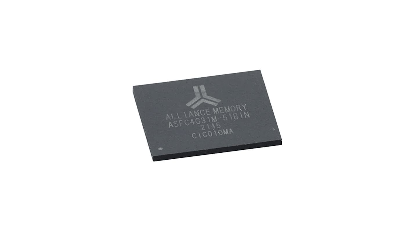 Alliance Memory, フラッシュメモリ 4ギガバイト eMMC, 153-Pin, ASFC4G31M-51BIN