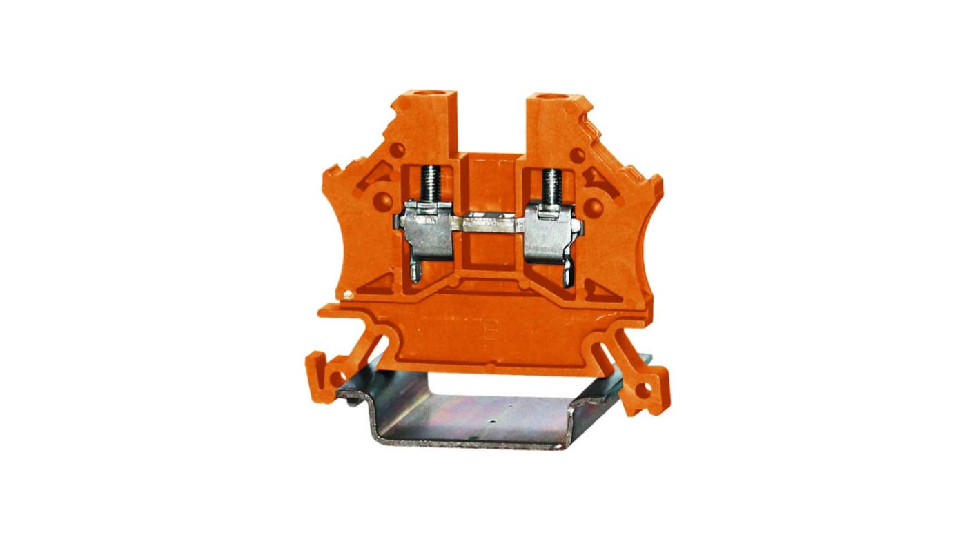 RS PRO Orange Feed Through Terminal Block, Single-Level, Cage Clamp Termination