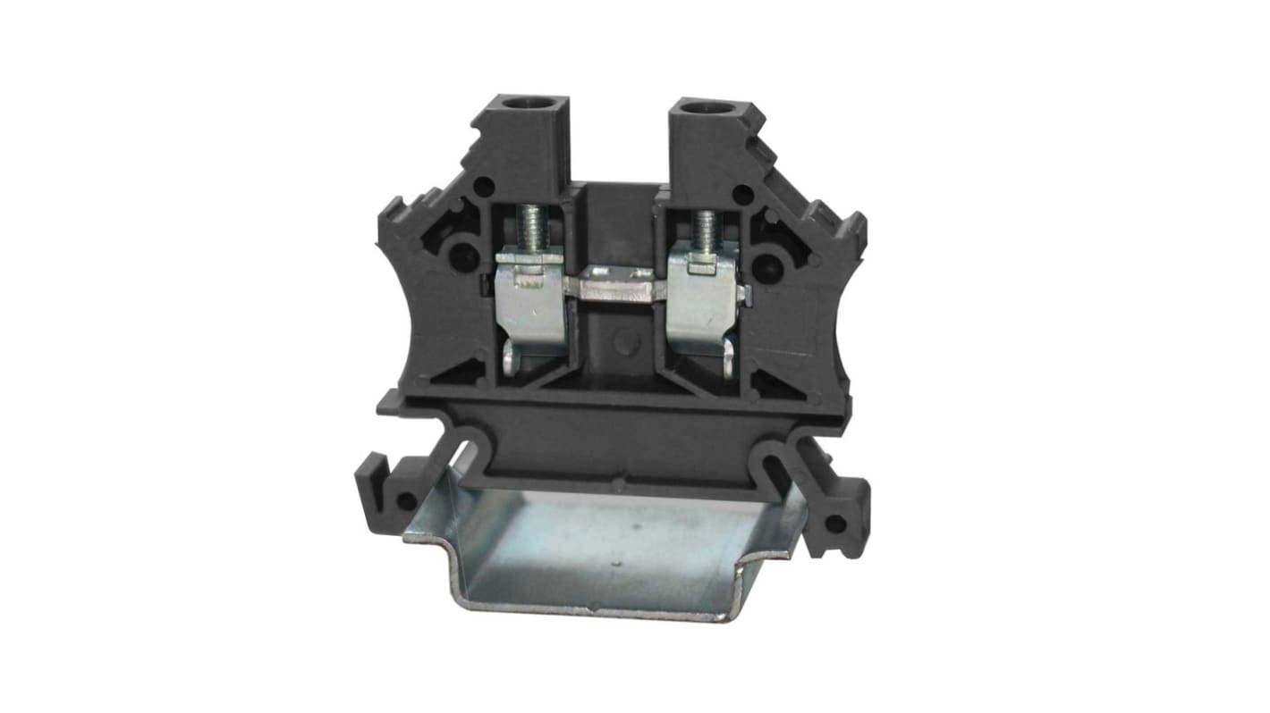 RS PRO Black Feed Through Terminal Block, Single-Level, Cage Clamp Termination