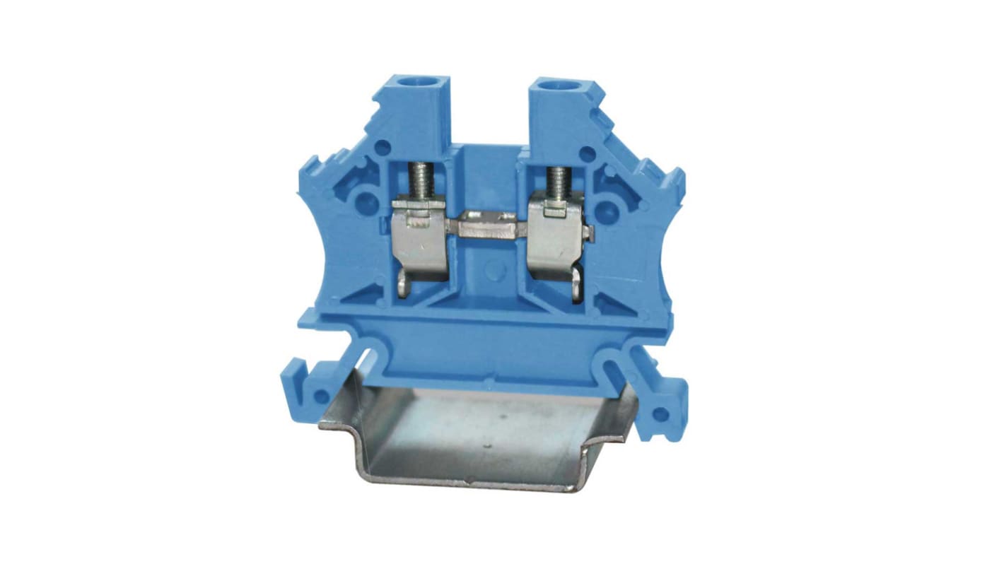 RS PRO Blue Feed Through Terminal Block, Single-Level, Cage Clamp Termination