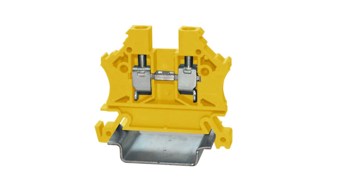 RS PRO Yellow Feed Through Terminal Block, SingleLevel, Cage Clamp