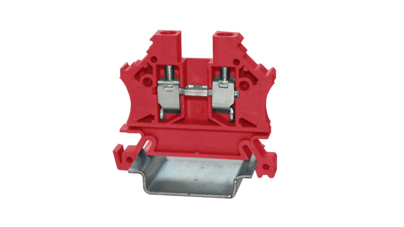 RS PRO Red Feed Through Terminal Block, Single-Level, Cage Clamp Termination