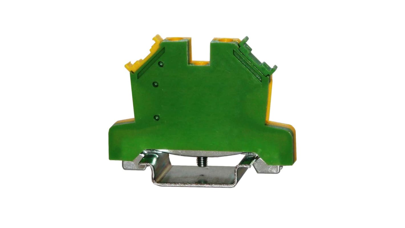 RS PRO 1-Way DIN Rail Earth Terminal Block, 0.5 → 6mm², 24 → 10 AWG Wire, Cage Clamp