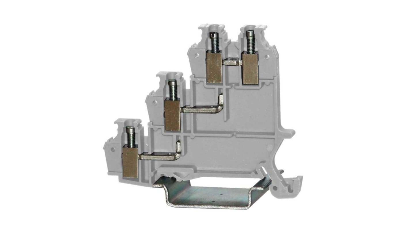 RS PRO Grey Feed Through Terminal Block, 3-Level, Cage Clamp Termination