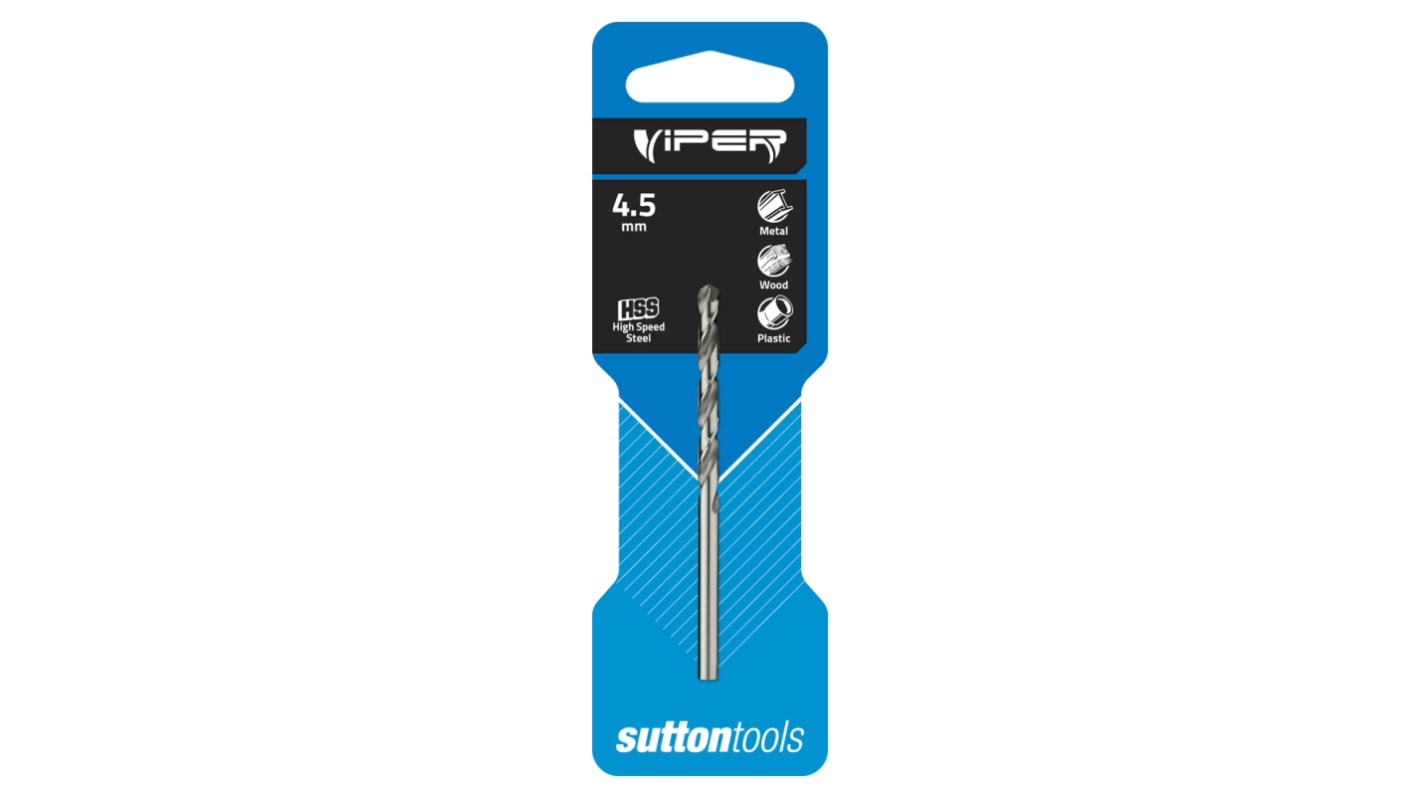 Sutton Tools HSS, 4.5mm Diameter, 80 mm Overall