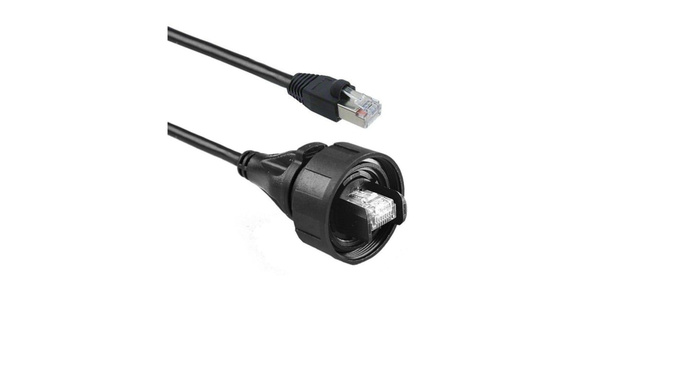 Bulgin Ethernet-kabel Cat5e, Sort, 2m