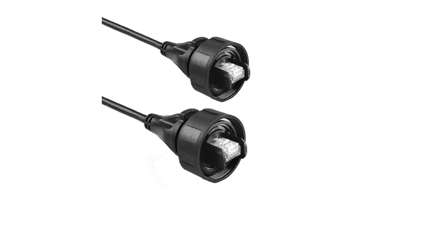 Bulgin Ethernetkabel Cat.5e, 3m, Schwarz Patchkabel, A RJ45 STP Stecker, B RJ45