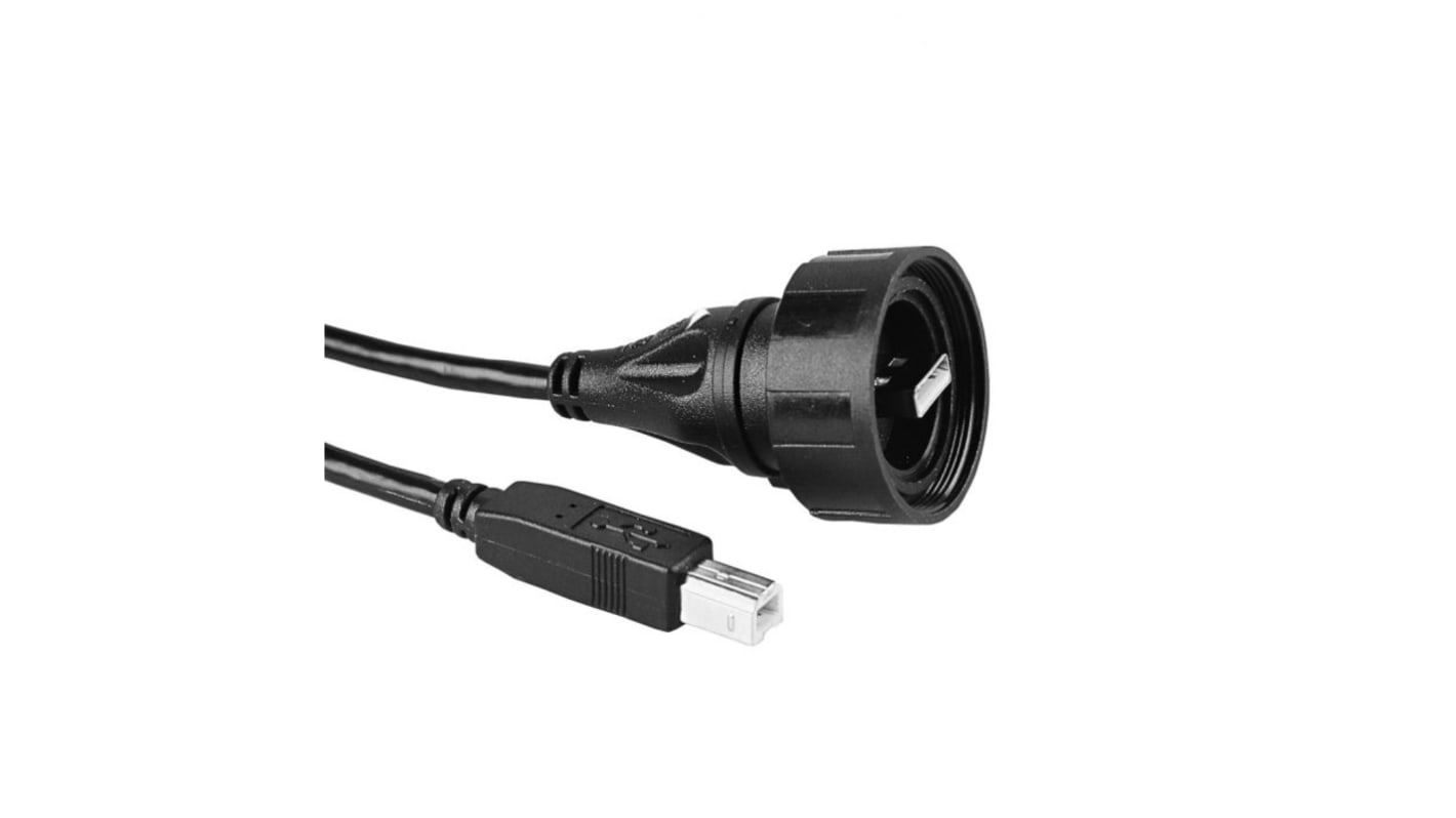 Bulgin Cable, Male USB A to Male USB B, 2m