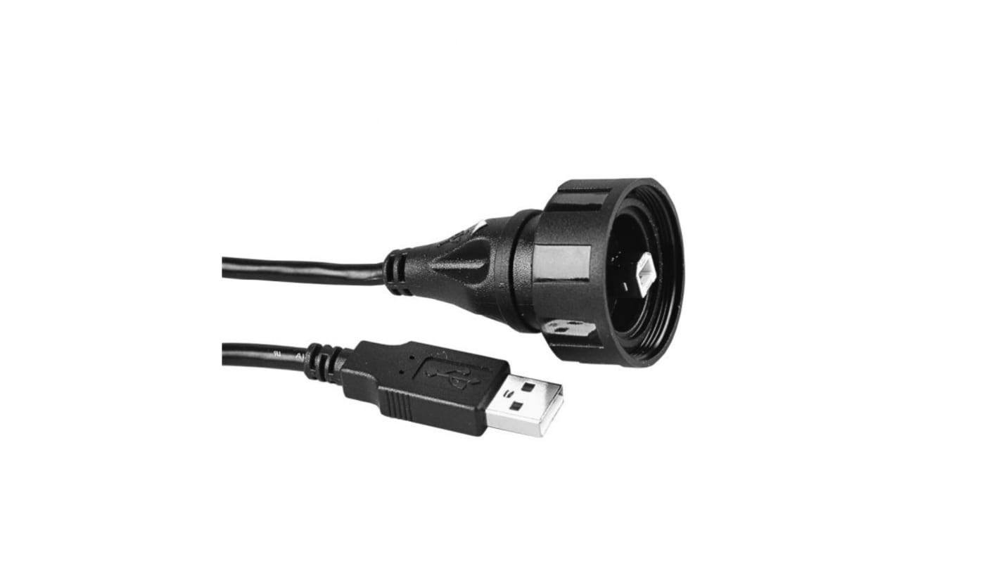 Bulgin Cable, Male USB B to Male USB A, 2m