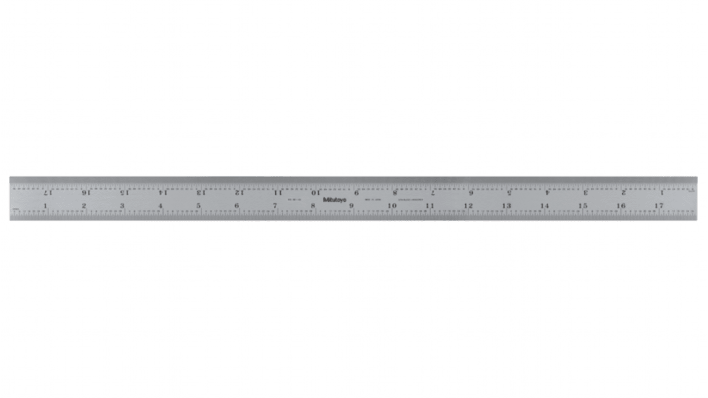 Righello Mitutoyo in Acciaio, L. 450mm, Imperiale/Metrico