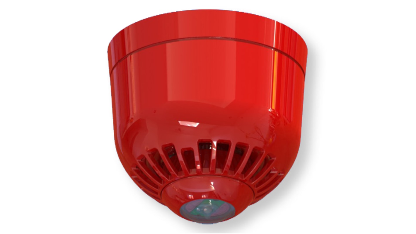 Klaxon Sonos Pulse Series Red Sounder Beacon, 17 → 60 V, IP21C, IP33C, Ceiling Mount, Wall Mount, 97dB at 1 Metre