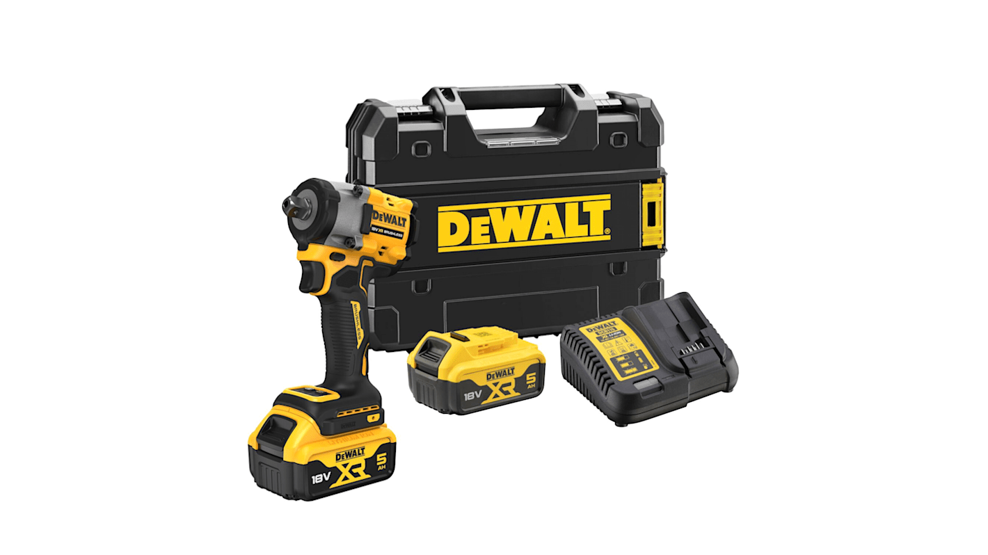 DeWALT 1/2 in 18V, 5Ah Impact Wrench, Euro Plug