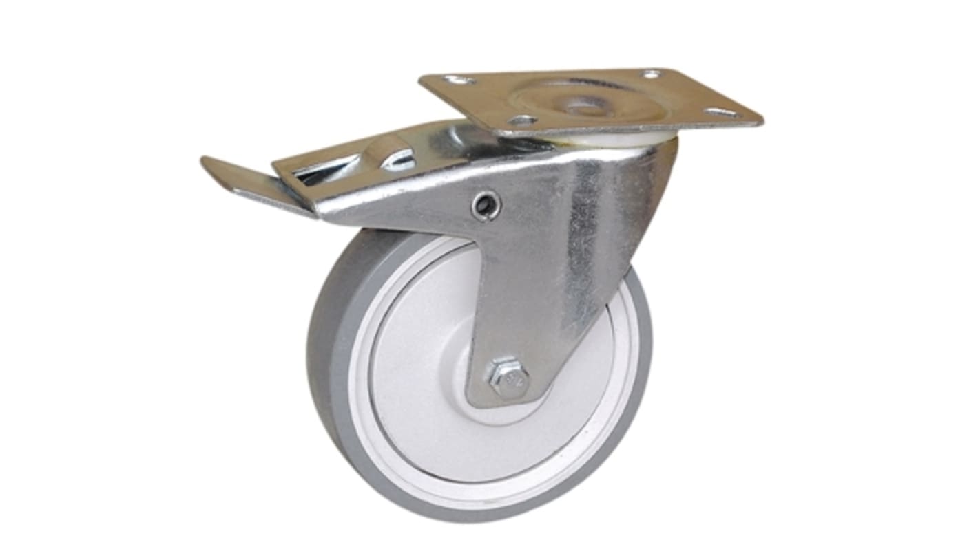 Guitel Hervieu Braked Swivel Castor Wheel, 175kg Capacity, 125mm Wheel