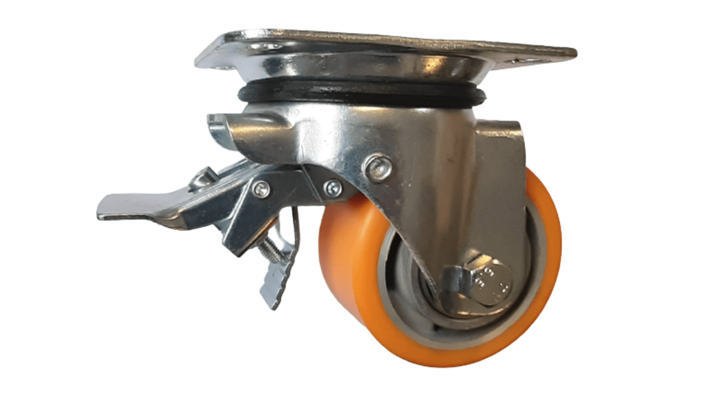 Guitel Braked Swivel Castor, 100x50mm PU