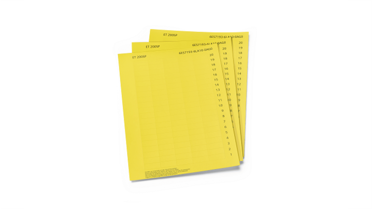 Siemens SIMATIC S7-1500 ET 200 Series Labeling Sheet for Use with S7-1500 modules