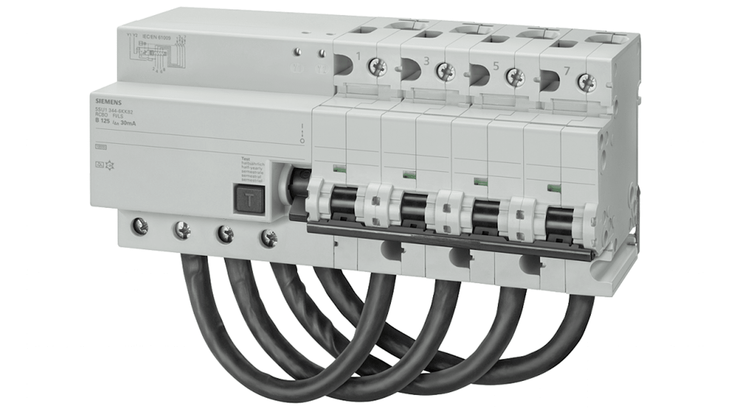 Disjoncteur différentiel magnéto-thermique Siemens 125A 4P, sensibilité 30mA Type B, 5SU1