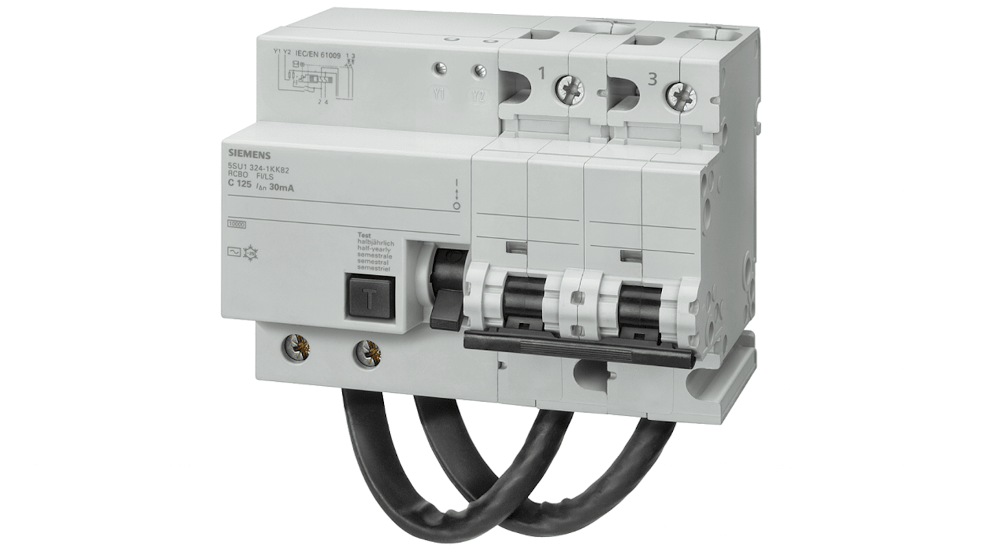 Disjoncteur différentiel magnéto-thermique Siemens 125A 2P, sensibilité 300mA Type B, 5SU1