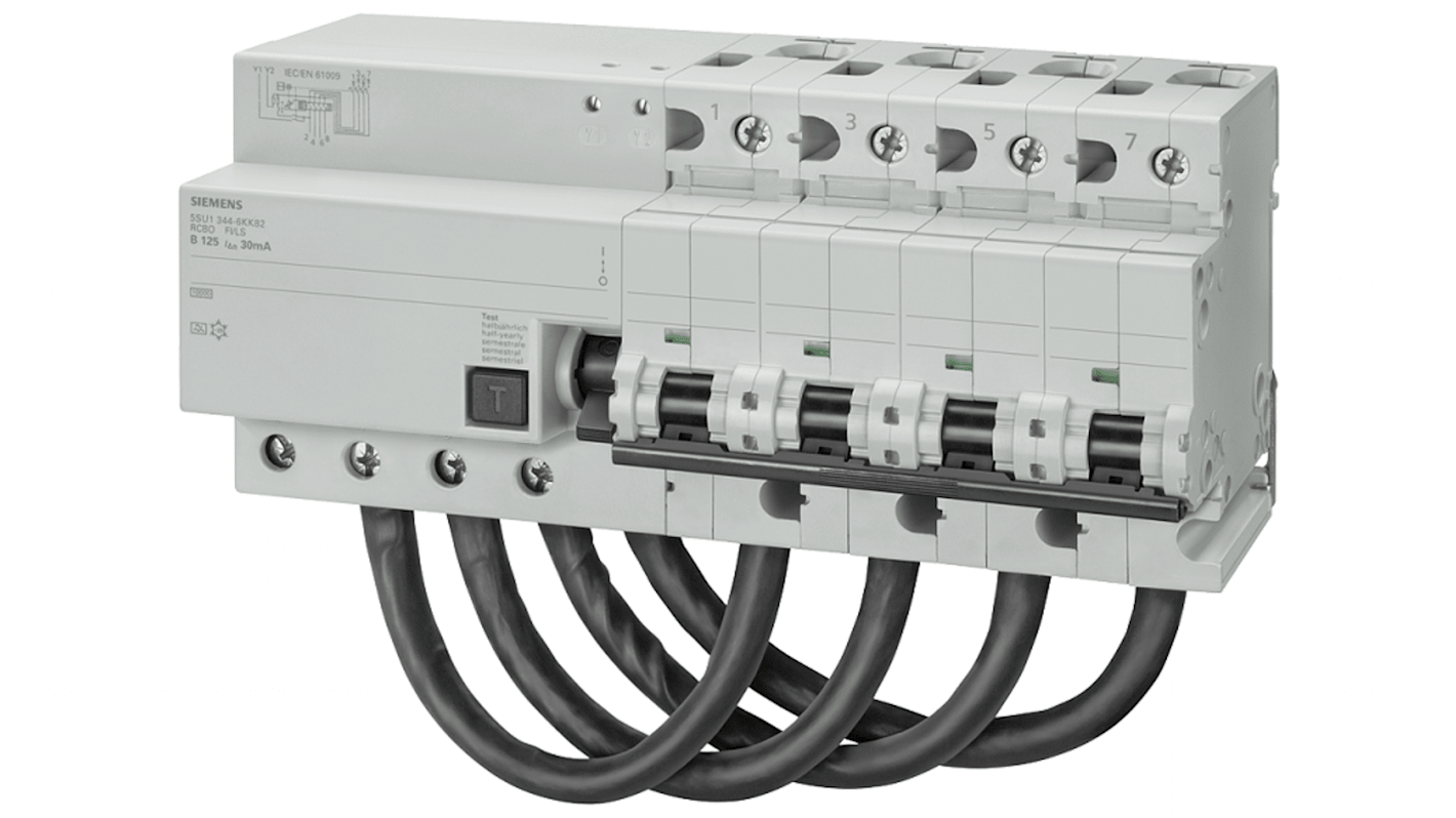 Disjoncteur différentiel magnéto-thermique Siemens 125A 4P, sensibilité 300mA Type B, 5SU1