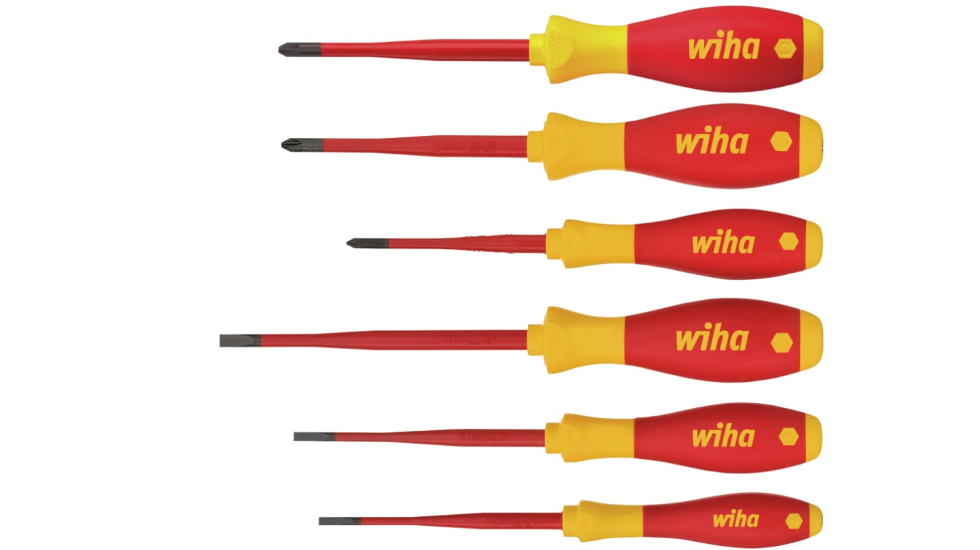 Wiha Phillips; Pozidriv; Slotted Insulated Screwdriver Set, 6-Piece