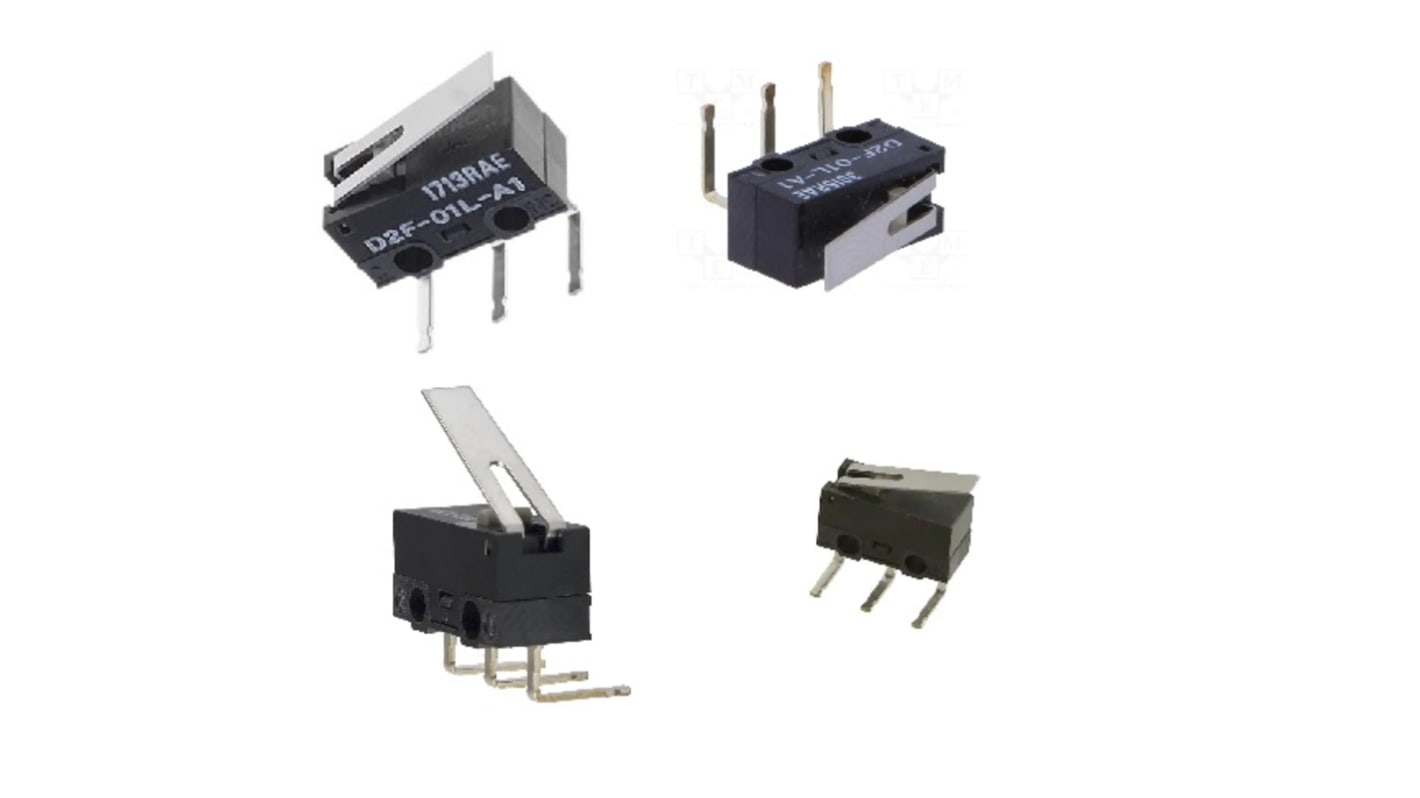 Microinterruttore, Omron, SPDT, 100 mA a 30 V c.c. VA, IP40, per PCB