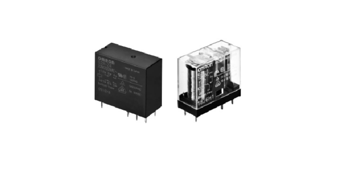 Relé Omron de 2 polos, SPDT, bobina 24V ac, 8A, Montaje en PCB