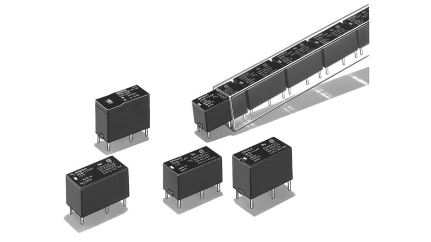 Omron PCB Mount Relay, 5V dc Coil, DPST