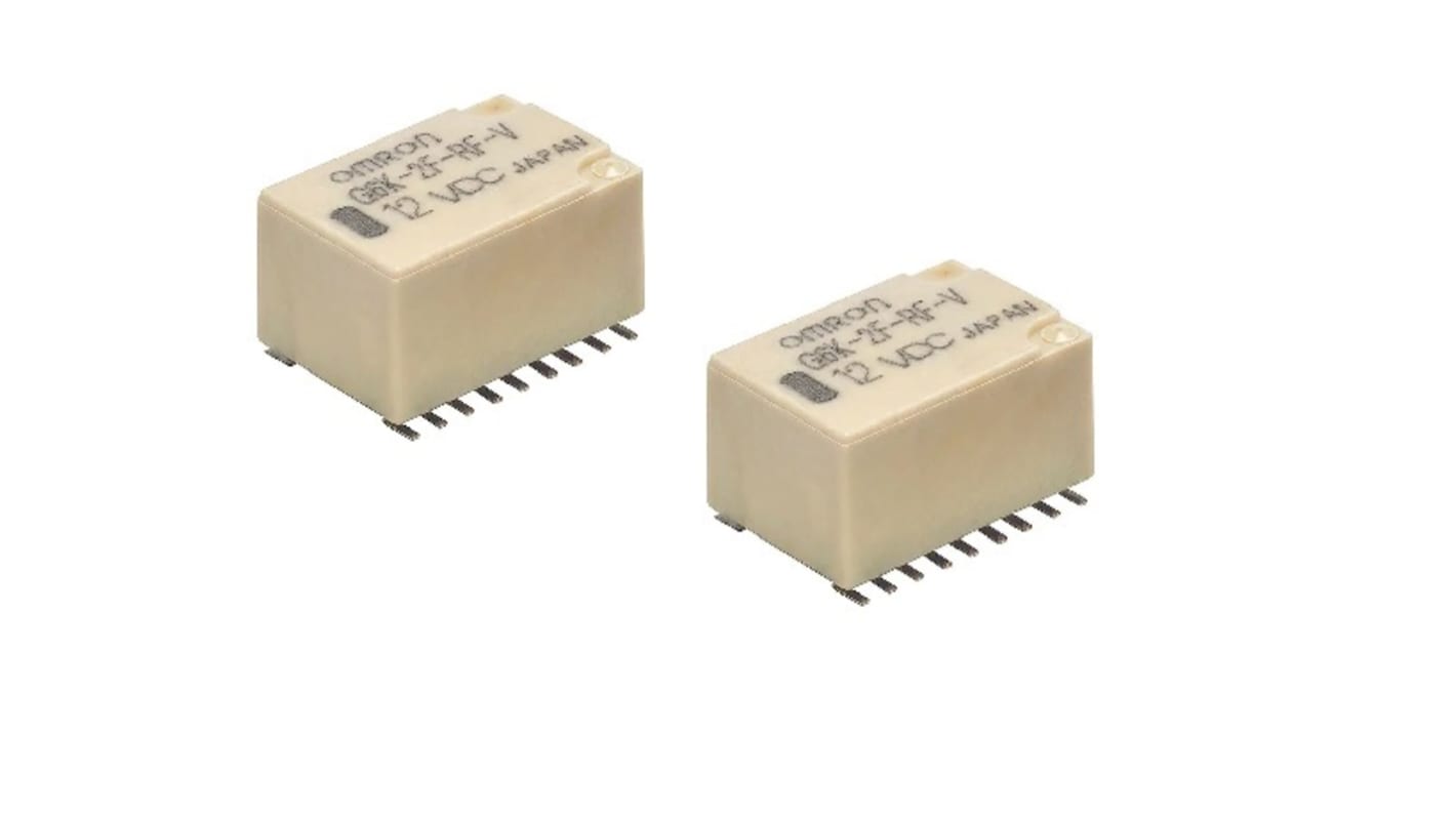 Omron Surface Mount High Frequency Relay, 12V dc Coil, 1GHz Max. Coil Freq., DPDT