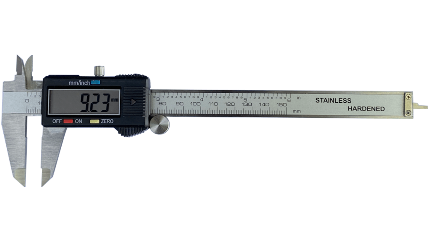 Suwmiarka 150mm, 6cal Sprawdzian szczękowy cyfrowy RS PRO Cyfrowe 0,0005 cala; 0,01 mm