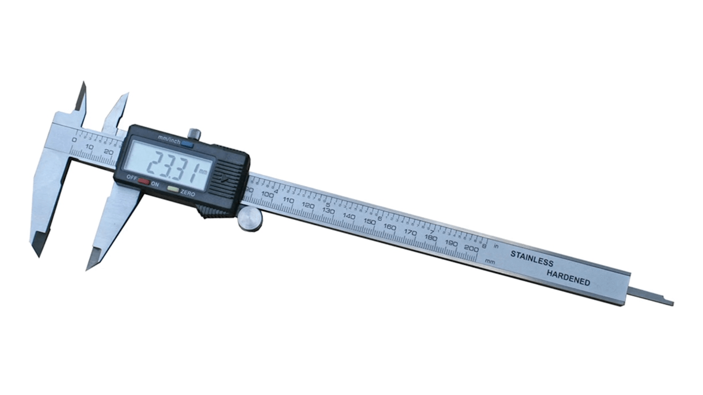 RS PRO 200mm, 8in Digital Caliper Caliper 0.0005 in, 0.01 mm Resolution