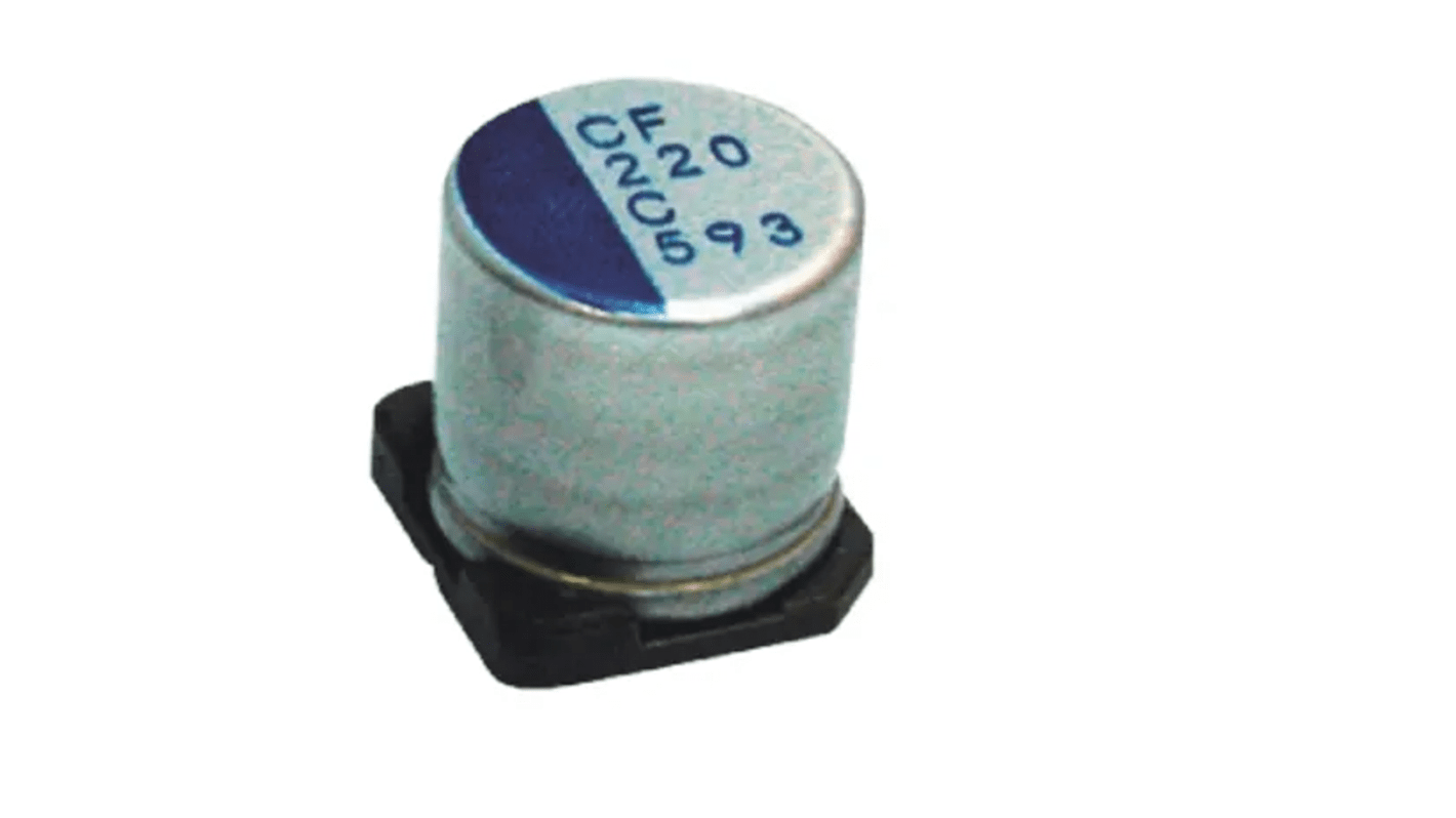 Condensador de polímero Nichicon, 560μF, 6.3V, Montaje en Superficie, encapsulado 8 x 7,7 mm