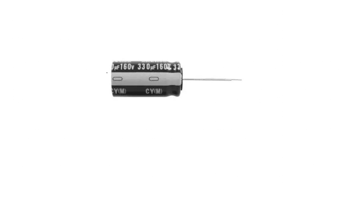 Condensador electrolítico Nichicon serie UCY, 330μF, 160V dc, Radial, Orificio pasante, 18 (Dia.) x 25mm