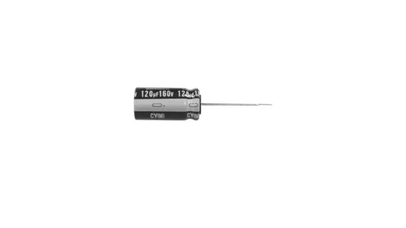 Condensador electrolítico Nichicon serie UHE, 100μF, 100V dc, Radial, Orificio pasante, 10 (Dia.) x 25mm