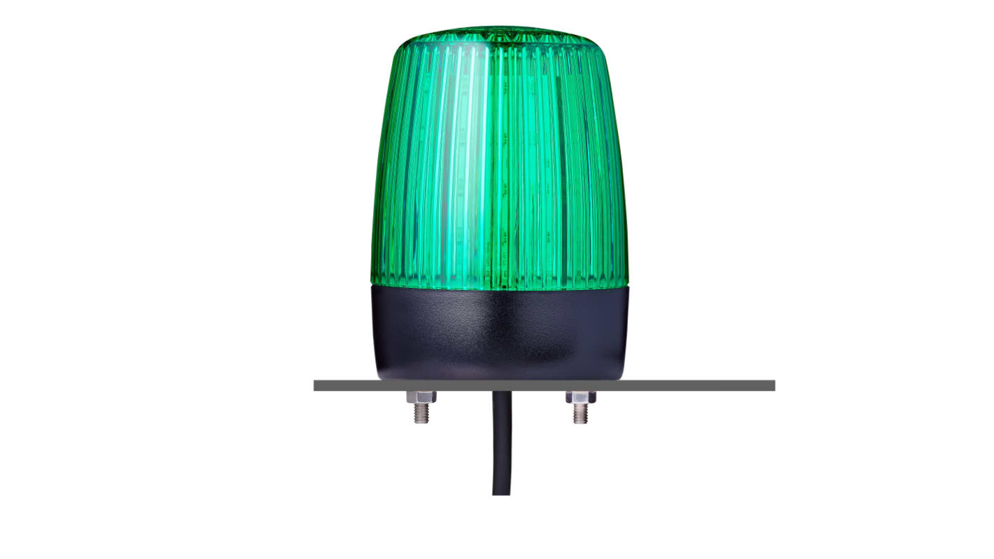 Lampa sygnalizacyjna LED 230/240 V. Migające, stałe Zielony Poziomo, montaż lampy, pionowo LED