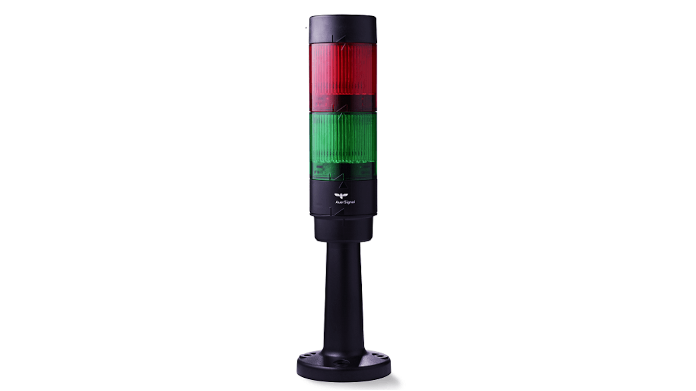 Torretta di segnalazione AUER Signal, 24 V c.c., LED, 2 elementi, lenti , lenti Verde, Rosso