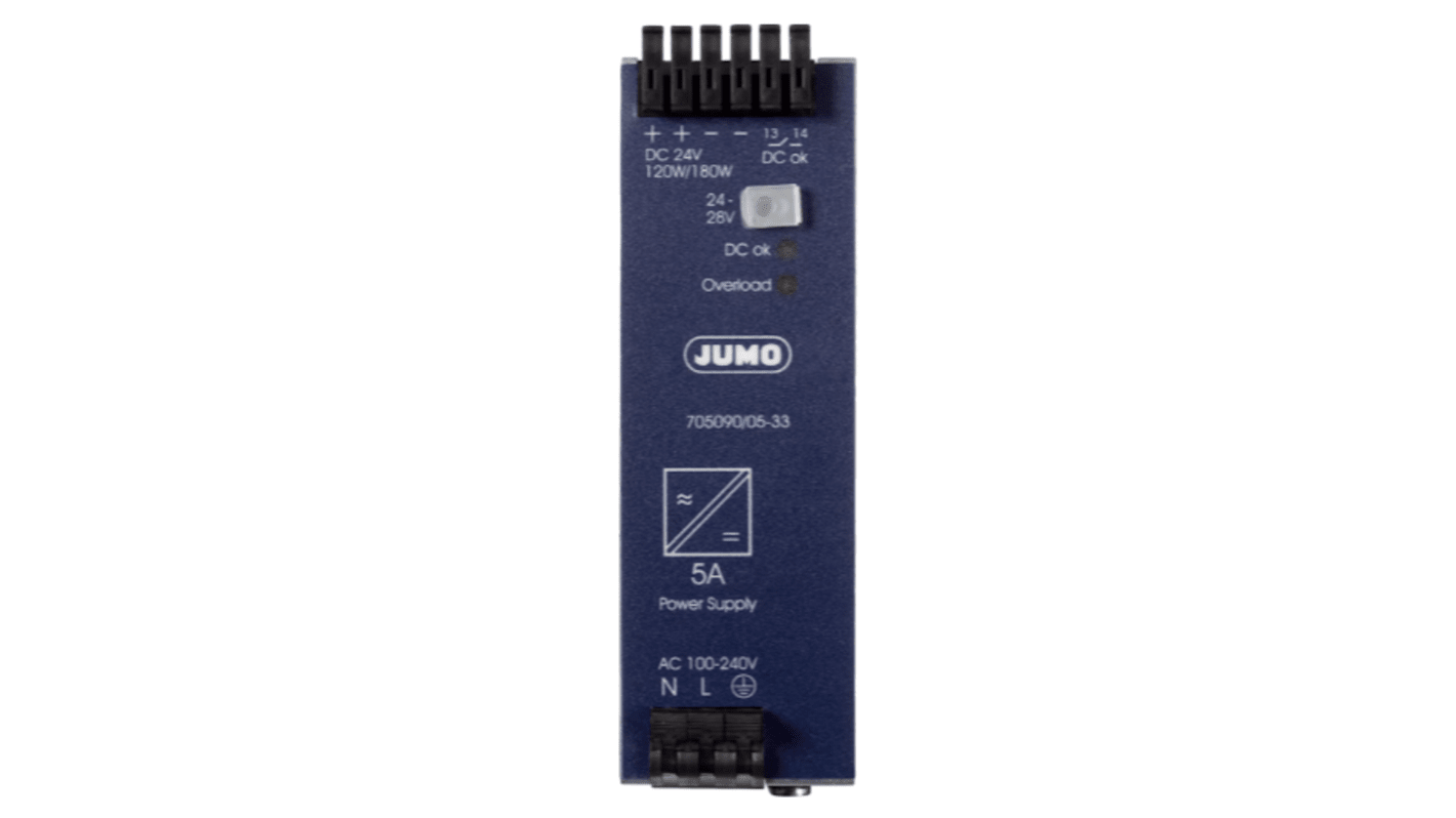 Jumo variTRON DIN-Schienen Netzteil DIN-Schienen Netzteil 80W, 100→200V ac, 24V dc / 3.4 → 3A