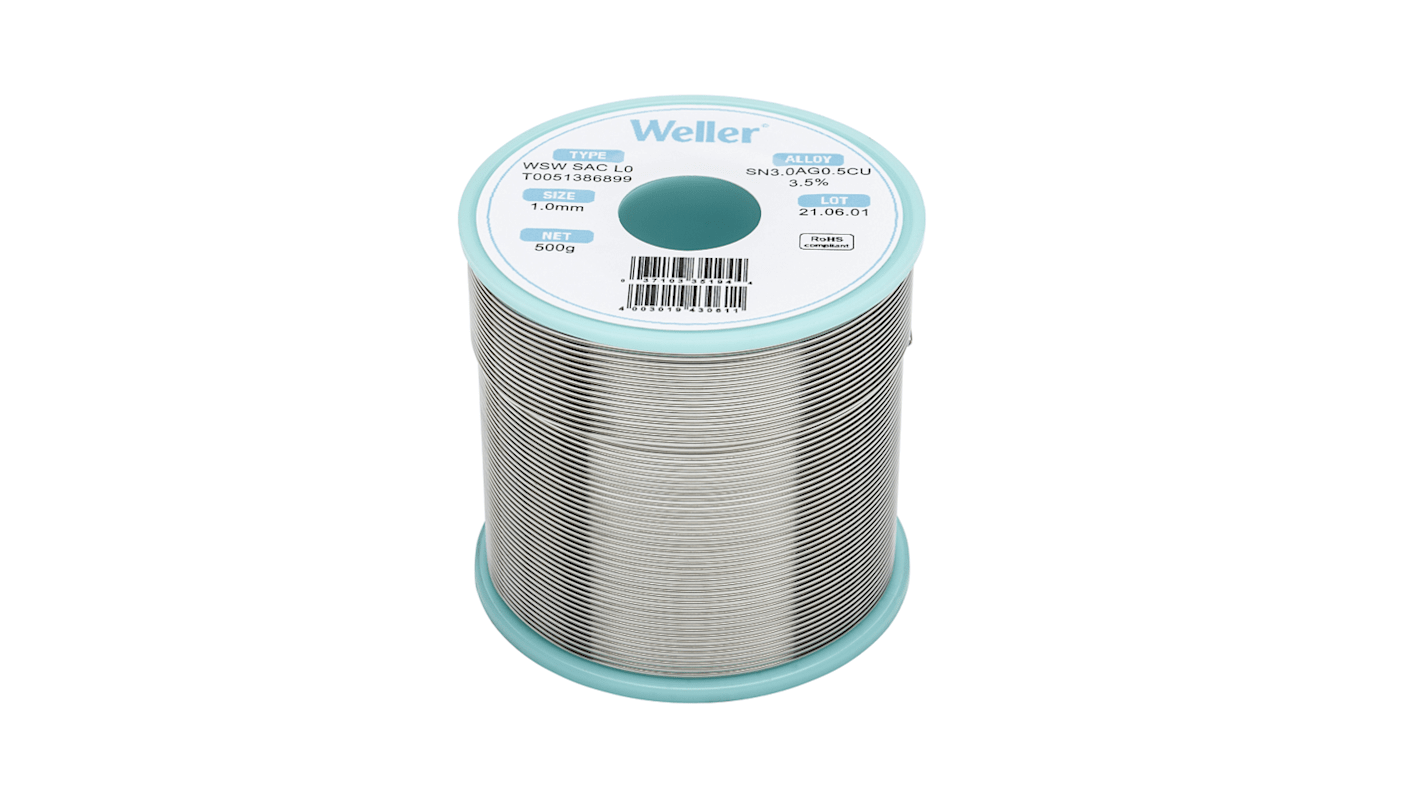 Weller Wire, 1mm Lead Free Solder, 217-221°C Melting Point