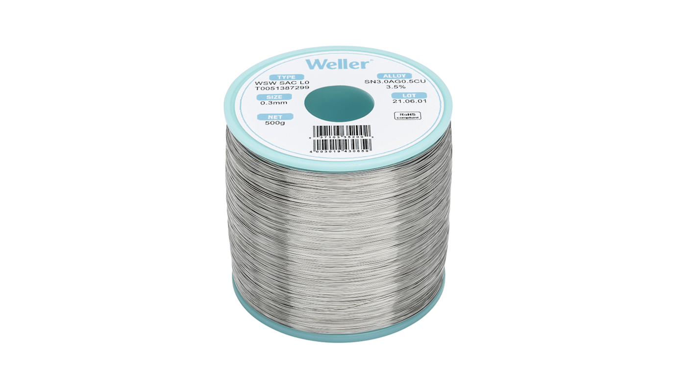Weller Wire, 0.3mm Lead Free Solder, 217-221°C Melting Point