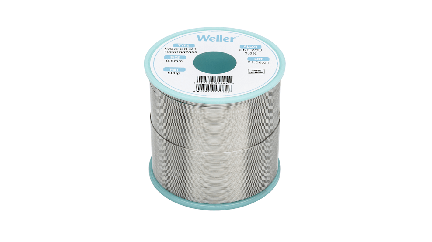 Weller Wire, 0.5mm Lead Free Solder, 228°C Melting Point