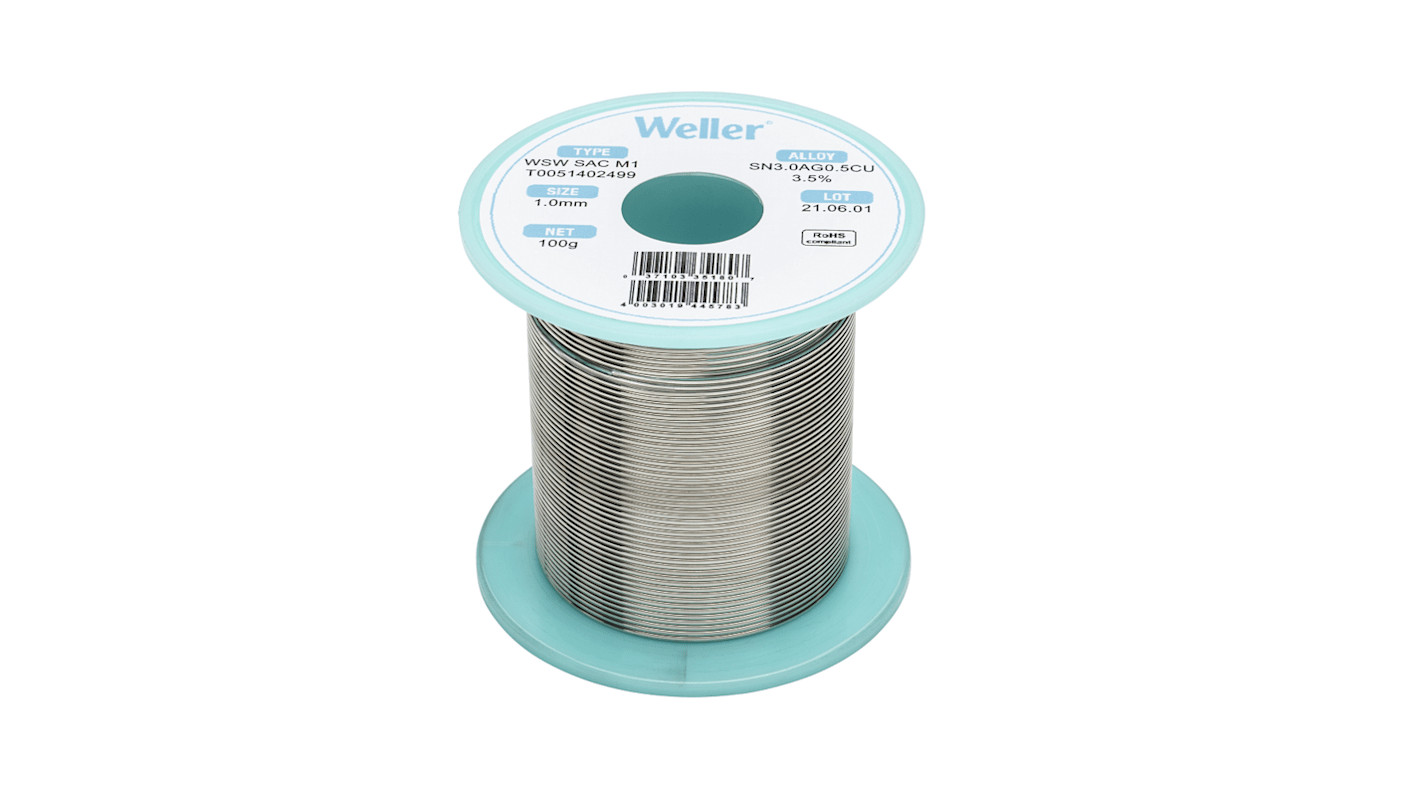 Weller Wire, 1mm Lead Free Solder, 217-221°C Melting Point