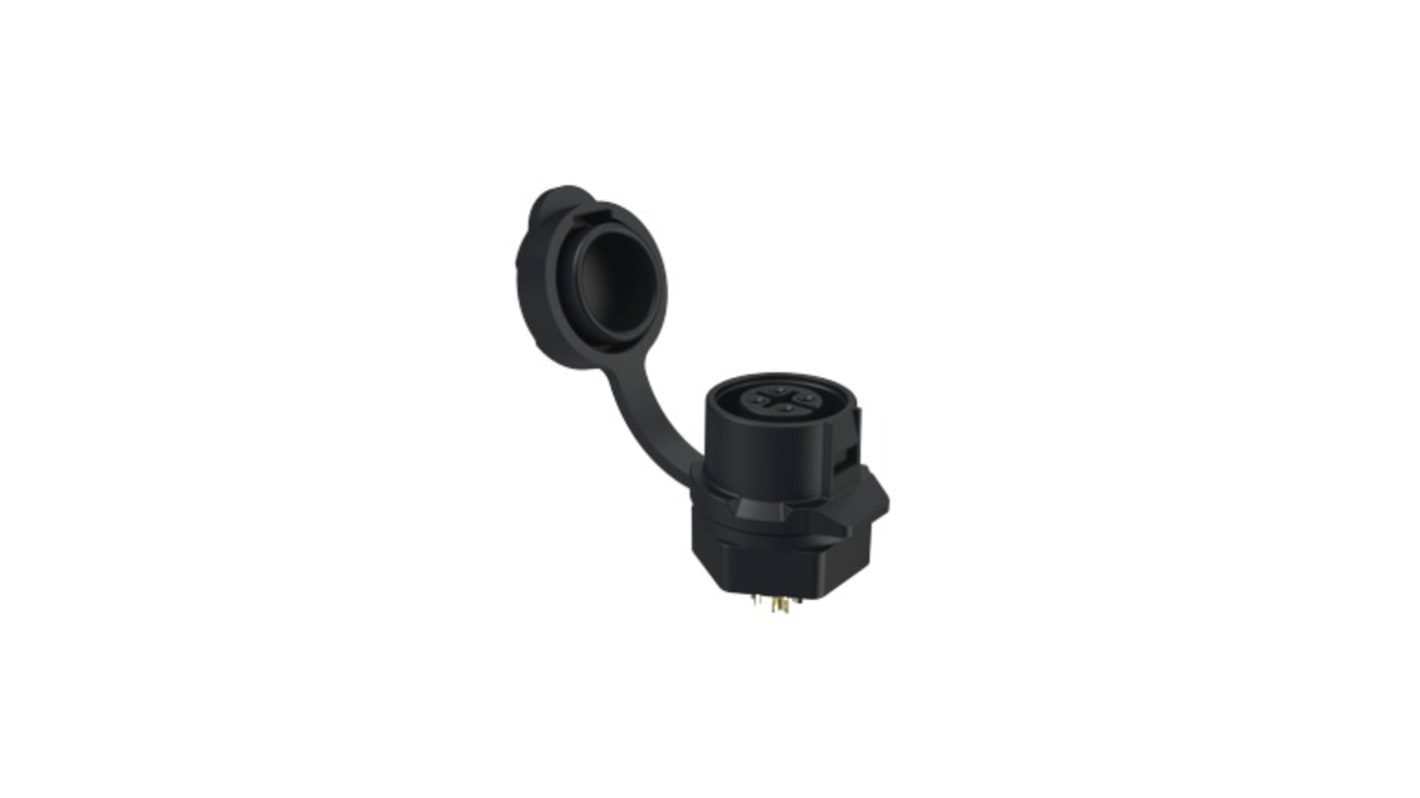 Amphenol Communications Solutions Circular Connector, 4 Contacts, Panel Mount, M12 Connector, Socket, IP67, MRD A Series