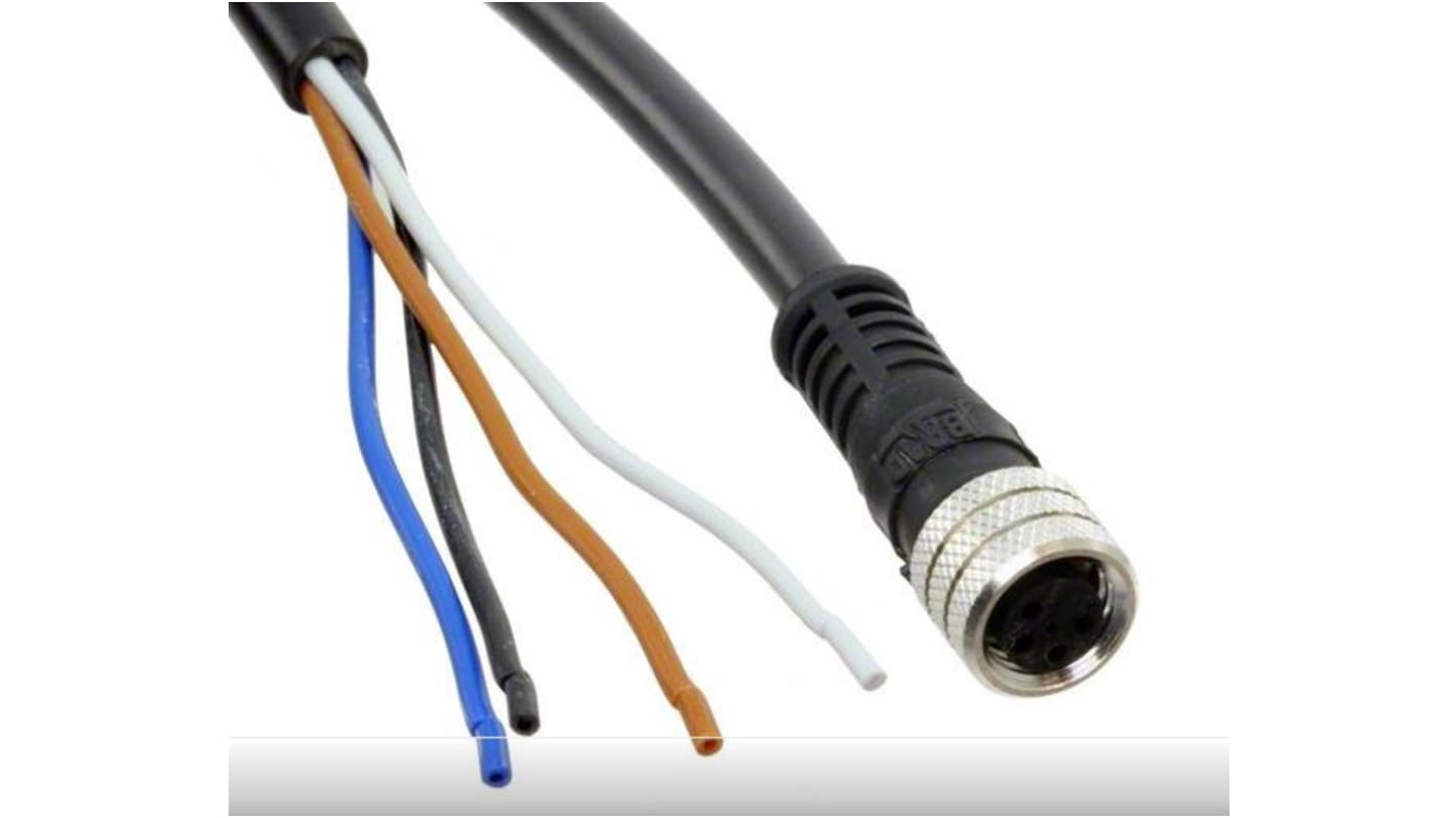 Cable de conexión Molex, con. A M8 Hembra, 4 polos, con. B Sin terminación, cod.: A, long. 2m, 60 V, 4 A, IP69K