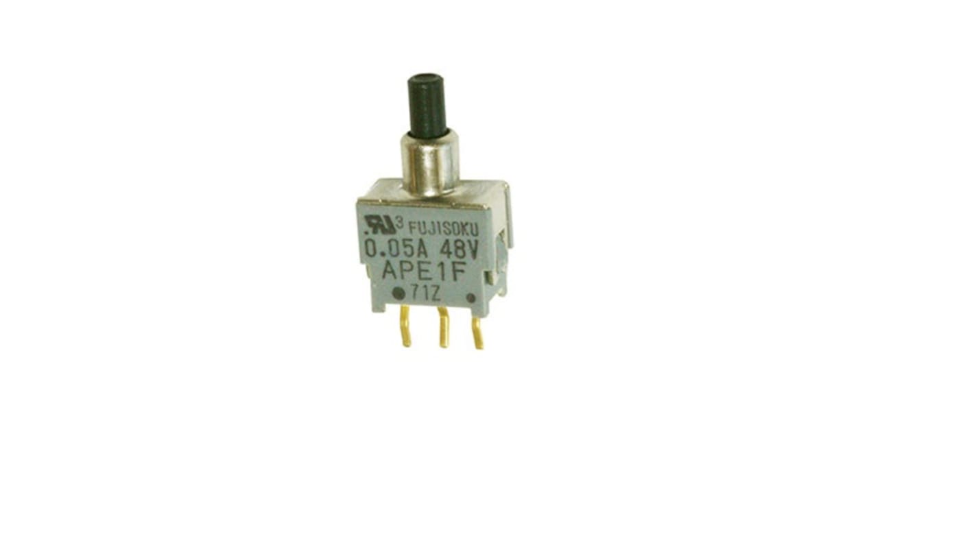 Interruptor de Botón Pulsador En Miniatura NIDEC COPAL ELECTRONICS GMBH APE, SPDT, On-(On), 60V ac/dc, PCB