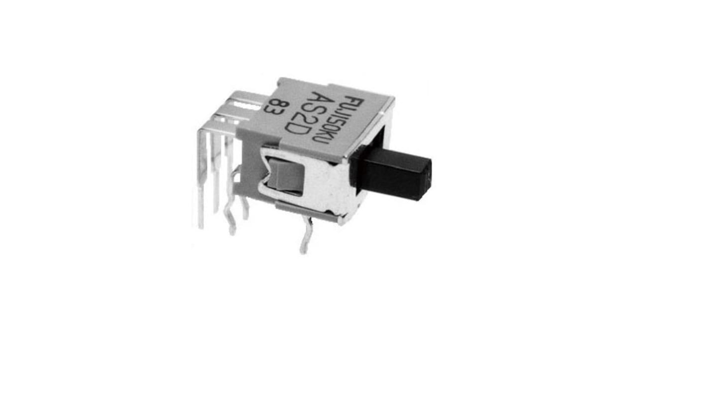 Interruptor de actuador deslizante SPDT, (On)-Off -(On), 0,4 VA, Montaje en PCB