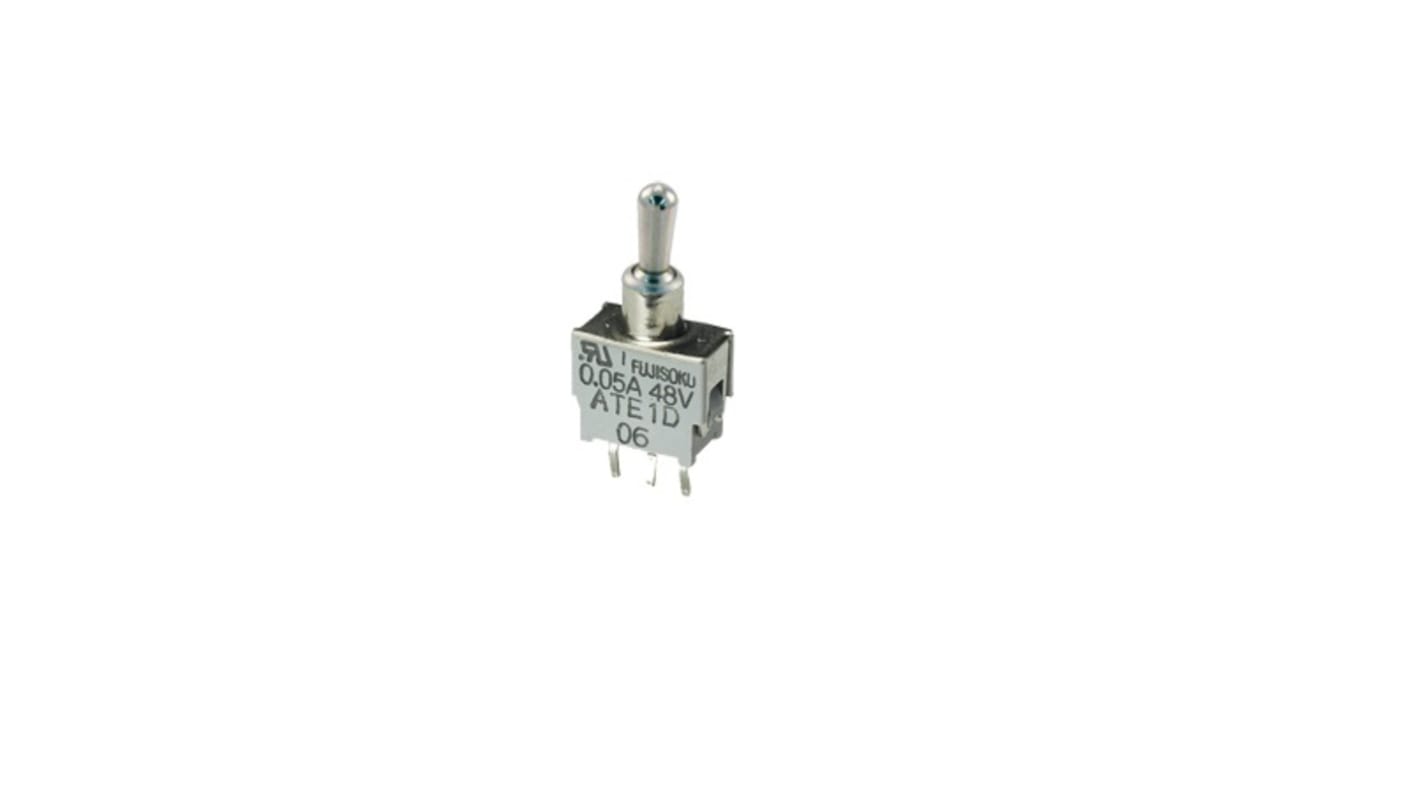 NIDEC COPAL ELECTRONICS GMBH Toggle Switch, PCB Mount, (On)-Off-(On), SPDT, PC Straight Terminal