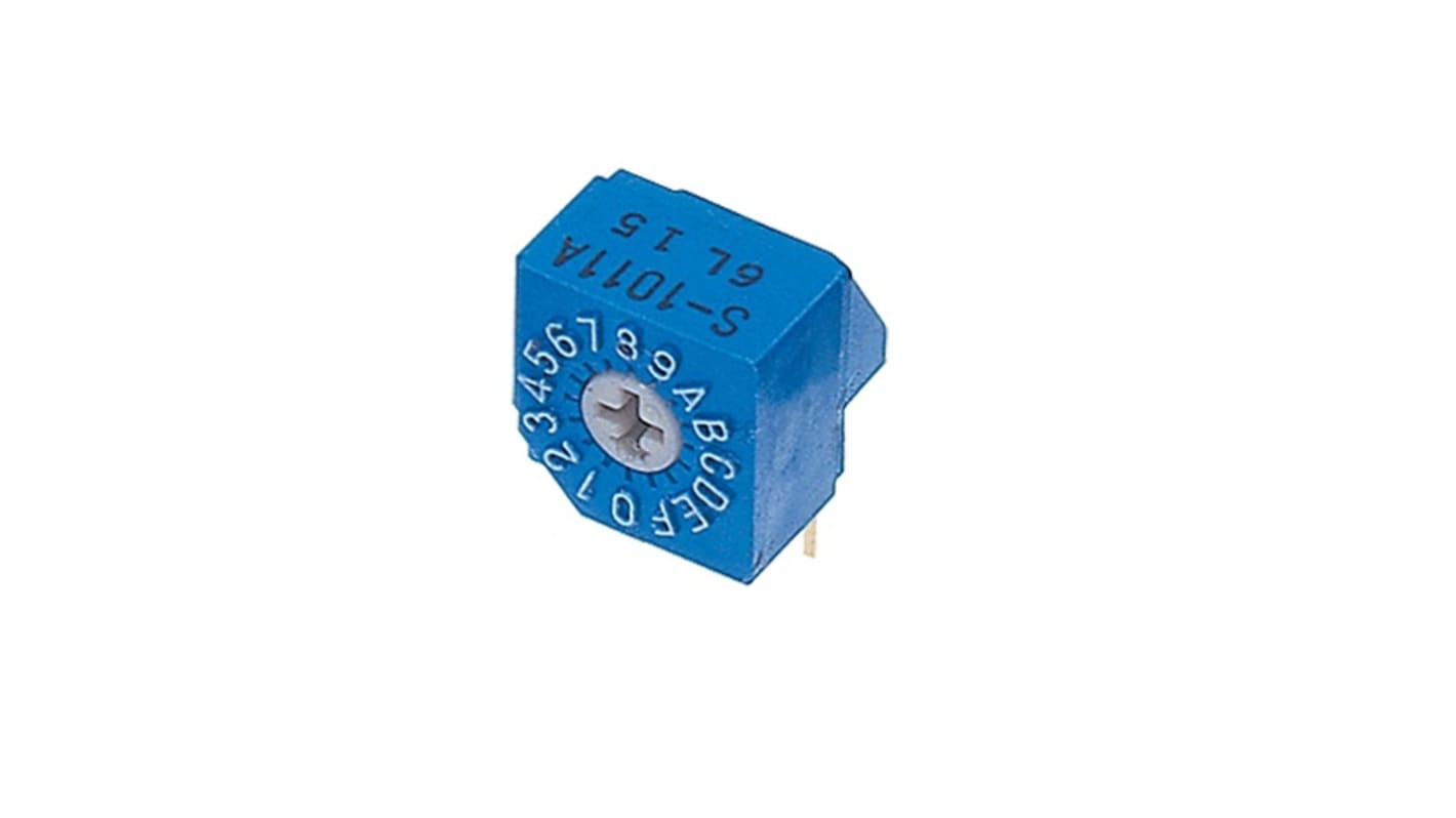 NIDEC COPAL ELECTRONICS GMBH S-1000A, 16 Position, Hexadecimal Rotary Switch, 100 mA, Pin