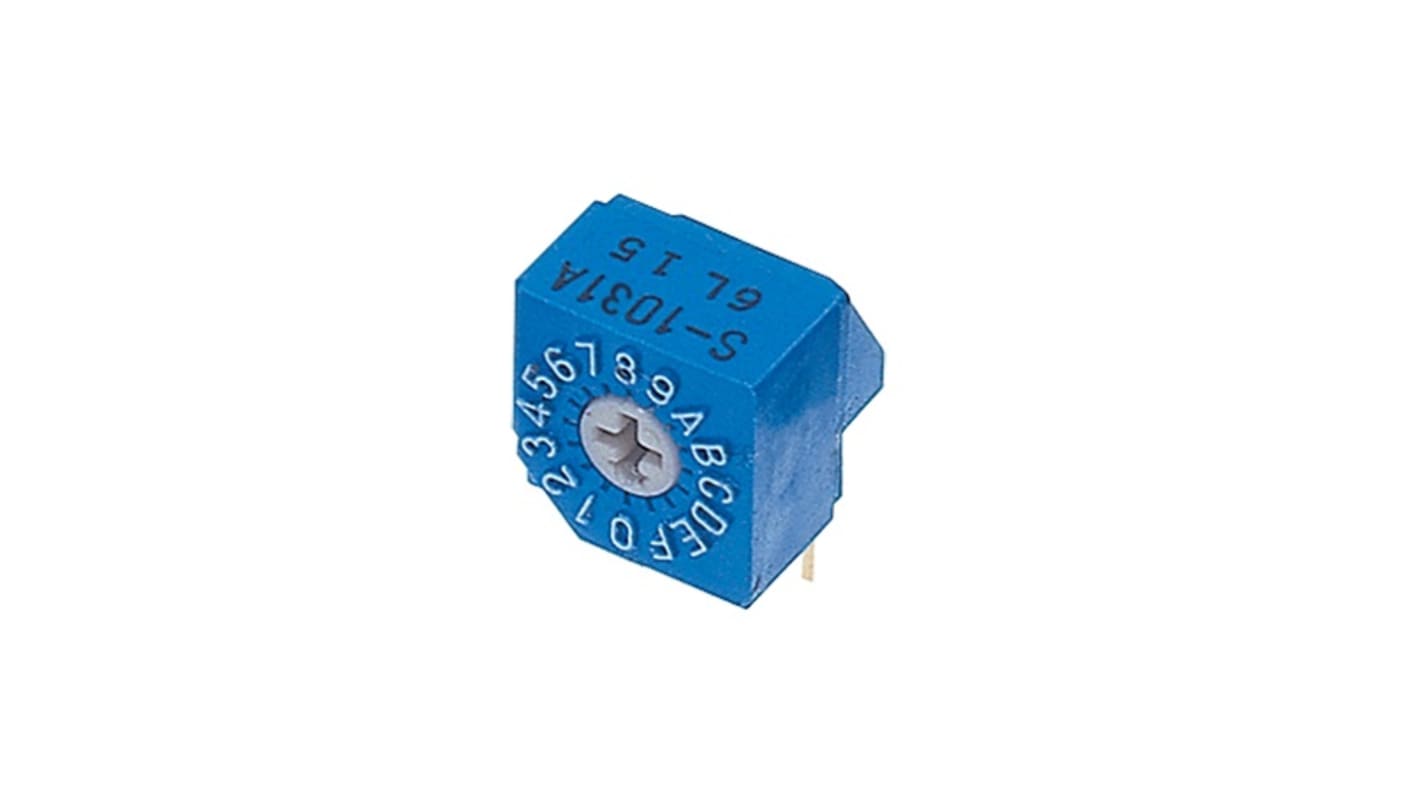 NIDEC COPAL ELECTRONICS GMBH S-1000A, 16 Position, Hexadecimal Rotary Switch, 100 mA, Pin